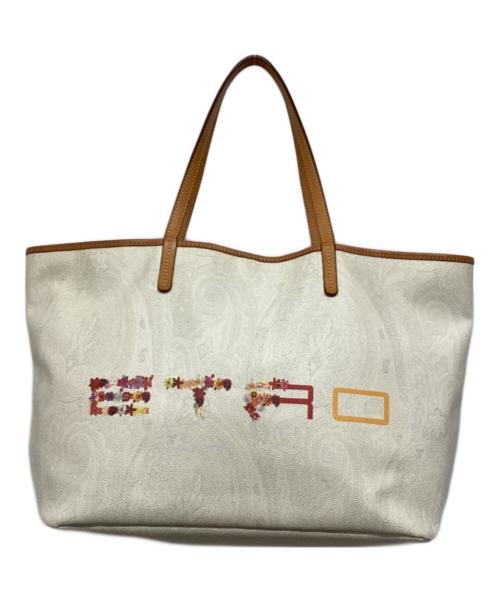 ETRO（エトロ）ETRO (エトロ) フラワーロゴプリントトートバッグ ホワイトの古着・服飾アイテム