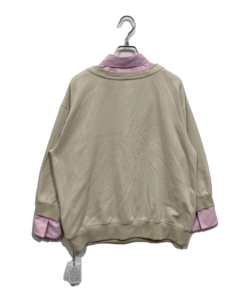 JUSGLITTY（ジャスグリッティー）JUSGLITTY (ジャスグリッティー) シャツレイヤードプルオーバー ベージュ×ピンク サイズ:2の古着・服飾アイテム