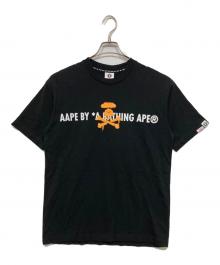 Aape BY A BATHING APE（エーエイプ バイ アベイシングエイプ）の古着「プリントTシャツ」｜ブラック
