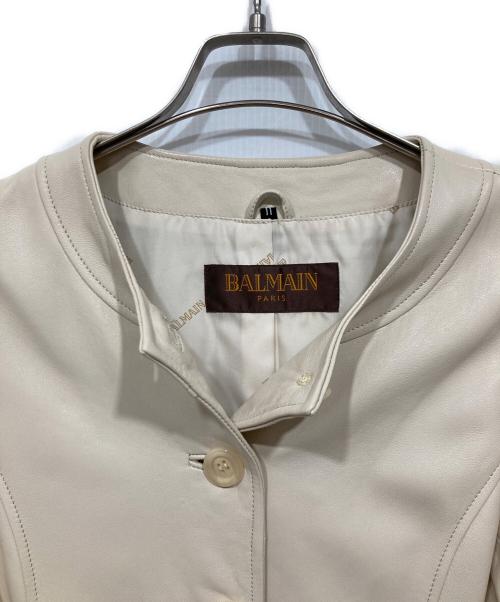 BALMAIN（バルマン）BALMAIN (バルマン) ラムレザーコート アイボリー サイズ:11の古着・服飾アイテム