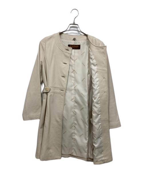 BALMAIN（バルマン）BALMAIN (バルマン) ラムレザーコート アイボリー サイズ:11の古着・服飾アイテム