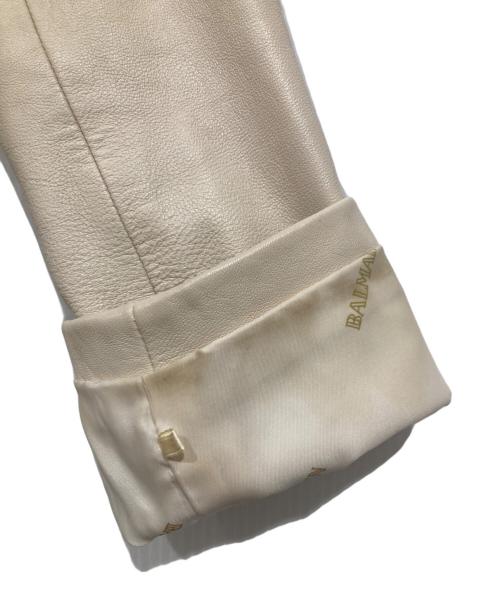 BALMAIN（バルマン）BALMAIN (バルマン) ラムレザーコート アイボリー サイズ:11の古着・服飾アイテム