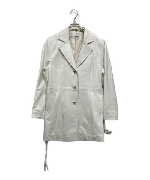 BALMAIN（バルマン）BALMAIN (バルマン) ラムレザーコート ホワイト サイズ:11の古着・服飾アイテム