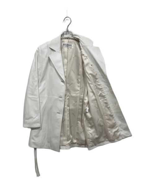 BALMAIN（バルマン）BALMAIN (バルマン) ラムレザーコート ホワイト サイズ:11の古着・服飾アイテム