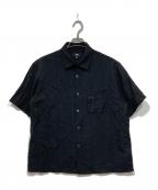 stussyステューシー）の古着「半袖シャツ / PLEATED TEXTURED SHIRT」｜ブラック