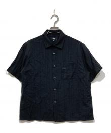 stussy（ステューシー）の古着「半袖シャツ / PLEATED TEXTURED SHIRT」｜ブラック