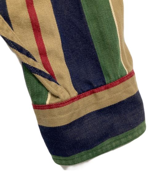L.L.Bean（エルエルビーン）L.L.Bean (エルエルビーン) マルチストライプシャツ ベージュ×グリーン サイズ:Lの古着・服飾アイテム