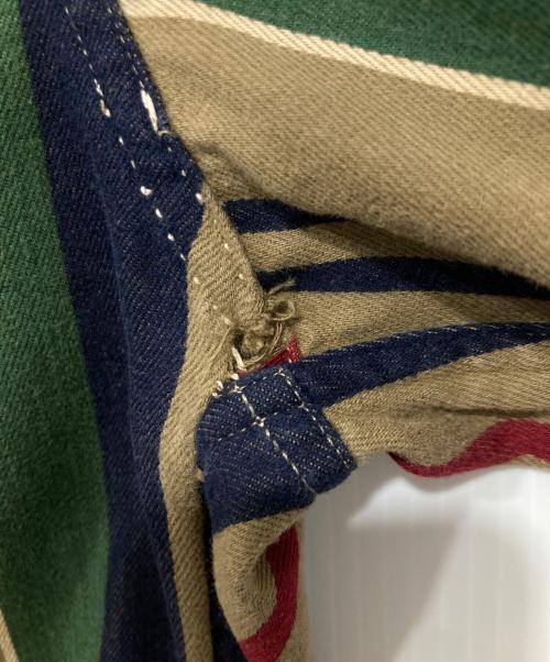 L.L.Bean（エルエルビーン）L.L.Bean (エルエルビーン) マルチストライプシャツ ベージュ×グリーン サイズ:Lの古着・服飾アイテム