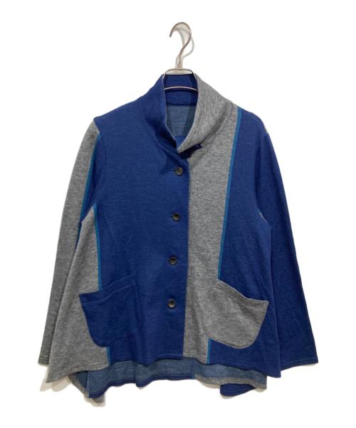 KEIKO KISHI（ケイコキシ）KEIKO KISHI (ケイコキシ) ハイネックニットカーディガン ネイビー×グレー サイズ:2の古着・服飾アイテム