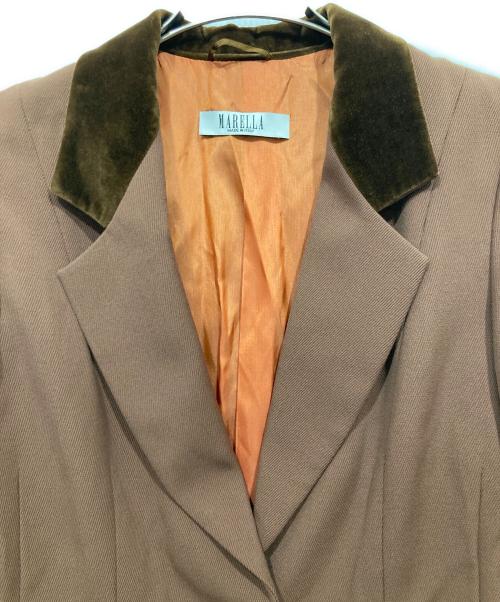 MARELLA（マレーラ）MARELLA (マレーラ) ベルベットカラーテーラードジャケット ブラウン サイズ:IT42の古着・服飾アイテム