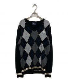 FRED PERRY（フレッドペリー）の古着「アーガイル ウールニットセーター」｜ブラック