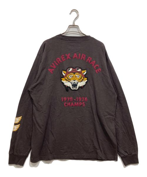 AVIREX（アヴィレックス）AVIREX (アヴィレックス) ロングスリーブカットソー / A.A.R.C TIGER CHAMPS SLUB L/S T-SHIRT ブラウン サイズ:2XLの古着・服飾アイテム