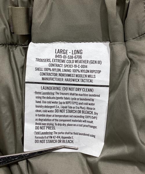 US ARMY（ユーエスアーミー）US ARMY (ユーエスアーミー) ECWCS Gen3-Level7 パンツ グレー サイズ:LARGEーLONGの古着・服飾アイテム