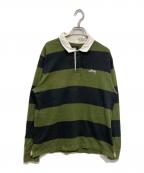 stussyステューシー）の古着「Classic Stripe Rugby / フットボールTシャツ」｜グリーン