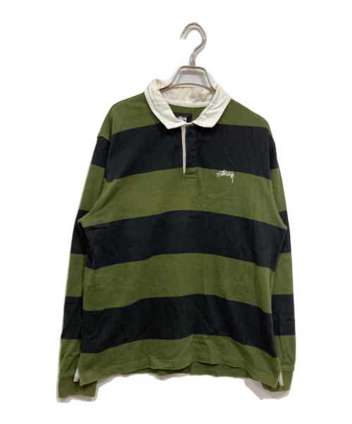 stussy（ステューシー）stussy (ステューシー) Classic Stripe Rugby / フットボールTシャツ グリーン サイズ:Mの古着・服飾アイテム