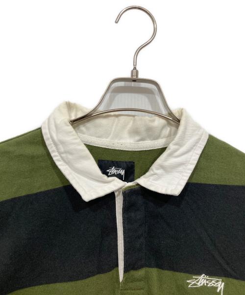 stussy（ステューシー）stussy (ステューシー) Classic Stripe Rugby / フットボールTシャツ グリーン サイズ:Mの古着・服飾アイテム