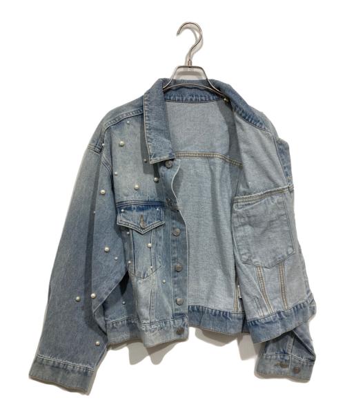 La boutique BonBon（ラブティックボンボン）La boutique BonBon (ラブティックボンボン) パール付デニムジャケット インディゴ サイズ:freeの古着・服飾アイテム
