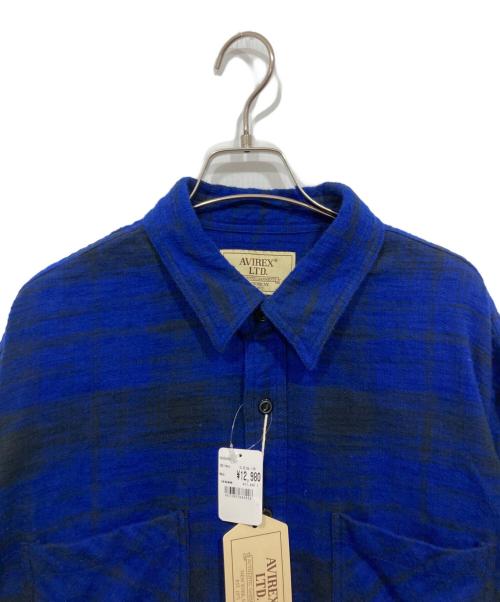 AVIREX LTD（アヴィレックス）AVIREX LTD (アヴィレックス) ONE POINT FLANNEL CHECK SHIRT ブルー サイズ:2XLの古着・服飾アイテム