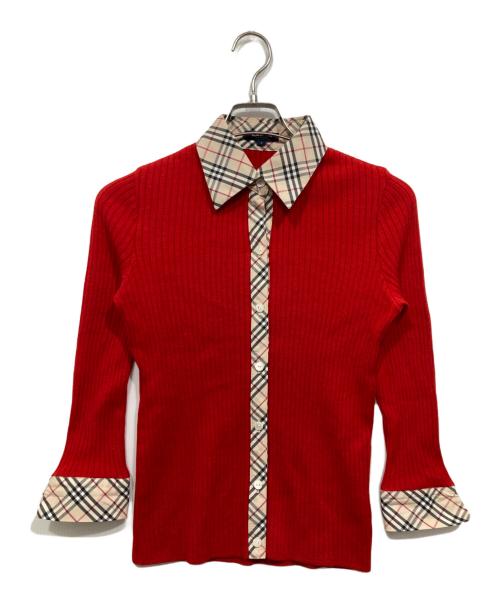 BURBERRY LONDON（バーバリーロンドン）BURBERRY LONDON (バーバリーロンドン) リブニット切り替えシャツ レッド サイズ:2の古着・服飾アイテム