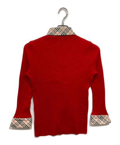 BURBERRY LONDON（バーバリーロンドン）BURBERRY LONDON (バーバリーロンドン) リブニット切り替えシャツ レッド サイズ:2の古着・服飾アイテム