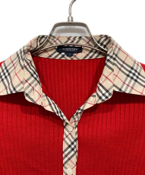 BURBERRY LONDON（バーバリーロンドン）BURBERRY LONDON (バーバリーロンドン) リブニット切り替えシャツ レッド サイズ:2の古着・服飾アイテム