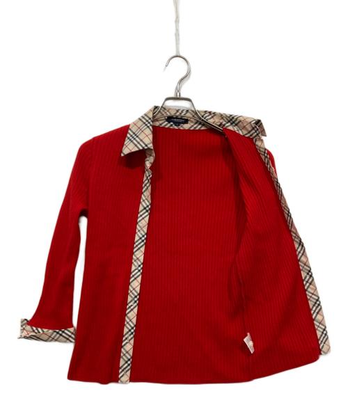 BURBERRY LONDON（バーバリーロンドン）BURBERRY LONDON (バーバリーロンドン) リブニット切り替えシャツ レッド サイズ:2の古着・服飾アイテム