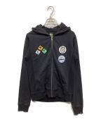 stussyステューシー）の古着「ワッペンジップパーカー」｜ブラック