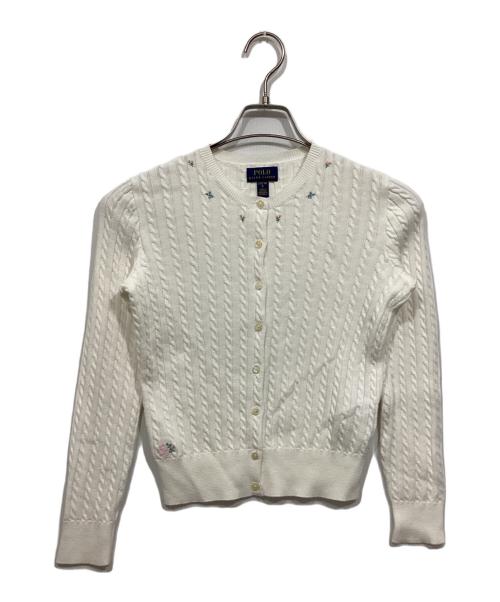 POLO RALPH LAUREN（ポロ・ラルフローレン）POLO RALPH LAUREN (ポロ・ラルフローレン) 刺繍カーディガン ホワイト サイズ:L(12-14)キッズサイズの古着・服飾アイテム