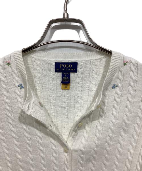 POLO RALPH LAUREN（ポロ・ラルフローレン）POLO RALPH LAUREN (ポロ・ラルフローレン) 刺繍カーディガン ホワイト サイズ:L(12-14)キッズサイズの古着・服飾アイテム