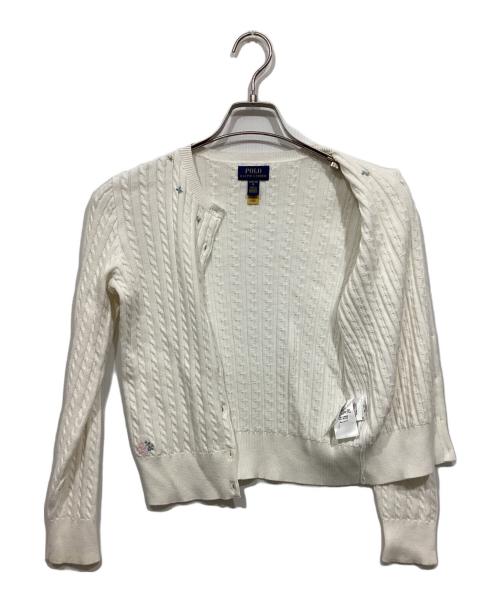 POLO RALPH LAUREN（ポロ・ラルフローレン）POLO RALPH LAUREN (ポロ・ラルフローレン) 刺繍カーディガン ホワイト サイズ:L(12-14)キッズサイズの古着・服飾アイテム