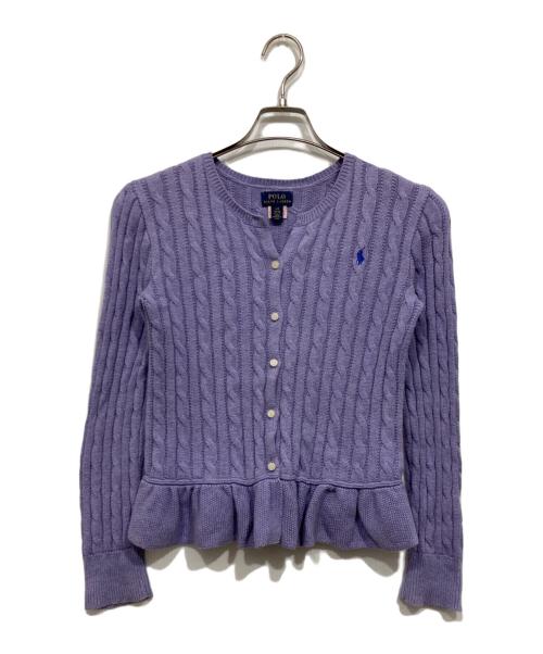 POLO RALPH LAUREN（ポロ・ラルフローレン）POLO RALPH LAUREN (ポロ・ラルフローレン) フレアケーブルニットカーディガン パープル サイズ:L/G　(12-14)の古着・服飾アイテム