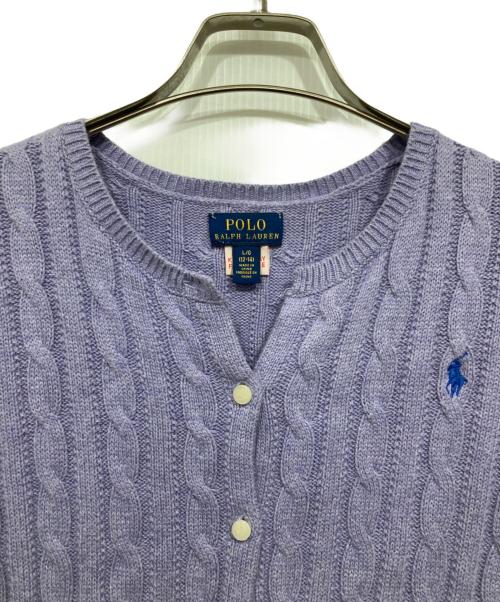 POLO RALPH LAUREN（ポロ・ラルフローレン）POLO RALPH LAUREN (ポロ・ラルフローレン) フレアケーブルニットカーディガン パープル サイズ:L/G　(12-14)の古着・服飾アイテム