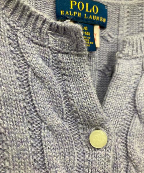 POLO RALPH LAUREN（ポロ・ラルフローレン）POLO RALPH LAUREN (ポロ・ラルフローレン) フレアケーブルニットカーディガン パープル サイズ:L/G　(12-14)の古着・服飾アイテム
