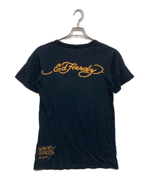 Ed Hardy（エド ハーディー）ED HARDY (エド ハーディー) ラインストーンパイレーツプリントプリントTシャツ ブラック サイズ:Sの古着・服飾アイテム