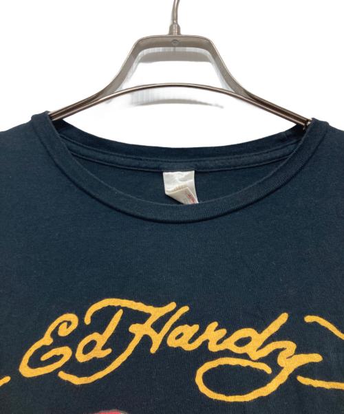 Ed Hardy（エド ハーディー）ED HARDY (エド ハーディー) ラインストーンパイレーツプリントプリントTシャツ ブラック サイズ:Sの古着・服飾アイテム