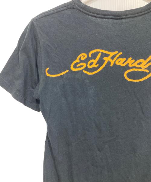 Ed Hardy（エド ハーディー）ED HARDY (エド ハーディー) ラインストーンパイレーツプリントプリントTシャツ ブラック サイズ:Sの古着・服飾アイテム