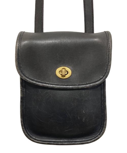 COACH（コーチ）COACH (コーチ) レザーショルダーバッグ ブラックの古着・服飾アイテム