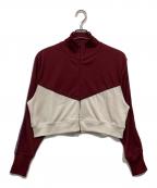 BEAMS BOYビームスボーイ）の古着「ラインディテールフルジップロングスリーブ」｜ホワイト×レッド