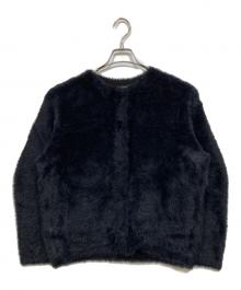 JOURNAL STANDARD（ジャーナルスタンダード）の古着「ダブルフェイスフェザークルーネックカーディガン」｜ブラック