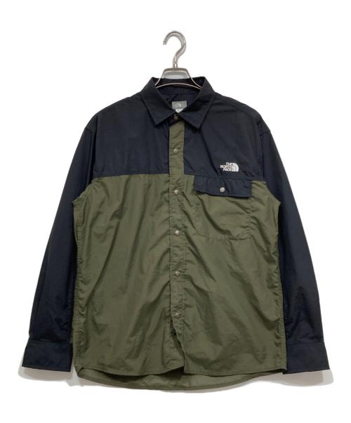 THE NORTH FACE（ザ ノース フェイス）THE NORTH FACE (ザ ノース フェイス) L/S Nuptse Shirt グリーン×ブラック サイズ:Lの古着・服飾アイテム