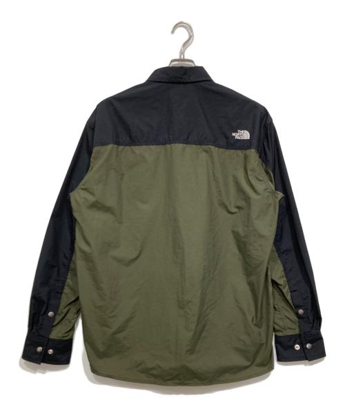 THE NORTH FACE（ザ ノース フェイス）THE NORTH FACE (ザ ノース フェイス) L/S Nuptse Shirt グリーン×ブラック サイズ:Lの古着・服飾アイテム