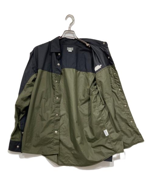 THE NORTH FACE（ザ ノース フェイス）THE NORTH FACE (ザ ノース フェイス) L/S Nuptse Shirt グリーン×ブラック サイズ:Lの古着・服飾アイテム