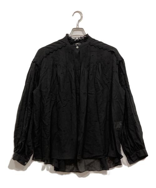 BALLSEY（ボールジィ）BALLSEY (ボールジィ) コットンガーゼエンブロイダリー ギャザーネックブラウス ブラック サイズ:36の古着・服飾アイテム
