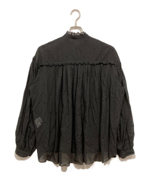 BALLSEY（ボールジィ）BALLSEY (ボールジィ) コットンガーゼエンブロイダリー ギャザーネックブラウス ブラック サイズ:36の古着・服飾アイテム