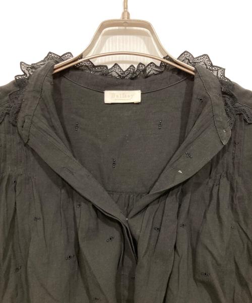 BALLSEY（ボールジィ）BALLSEY (ボールジィ) コットンガーゼエンブロイダリー ギャザーネックブラウス ブラック サイズ:36の古着・服飾アイテム