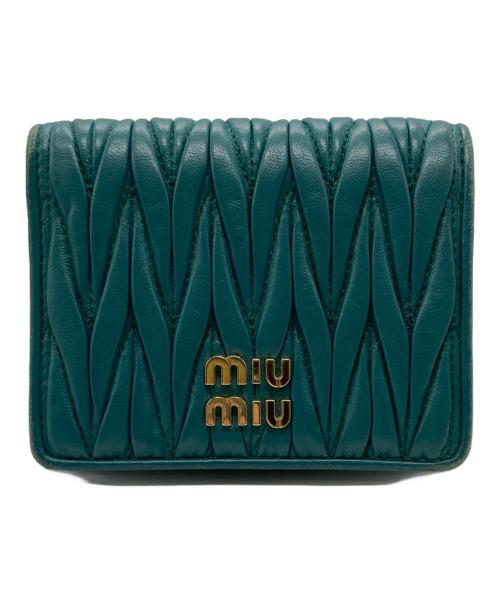 MIU MIU（ミュウミュウ）MIU MIU (ミュウミュウ) 2つ折り財布 / マテラッセレザー 折り財布 グリーンの古着・服飾アイテム