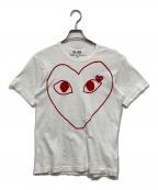 PLAY COMME des GARCONSプレイコムデギャルソン）の古着「レッドラインハートプリントTシャツ」｜ホワイト