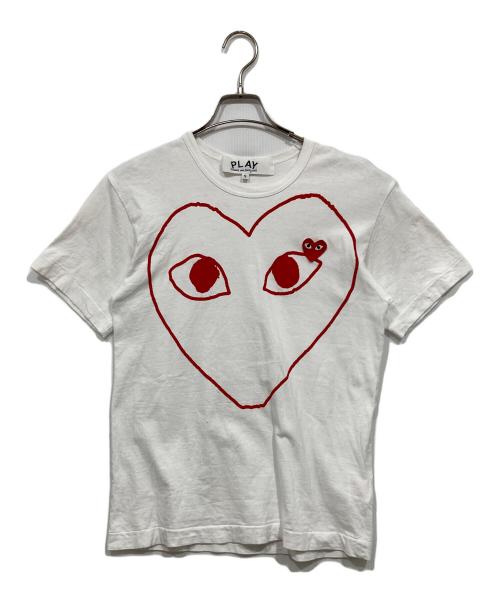 PLAY COMME des GARCONS（プレイコムデギャルソン）PLAY COMME des GARCONS (プレイコムデギャルソン) レッドラインハートプリントTシャツ ホワイト サイズ:Sの古着・服飾アイテム