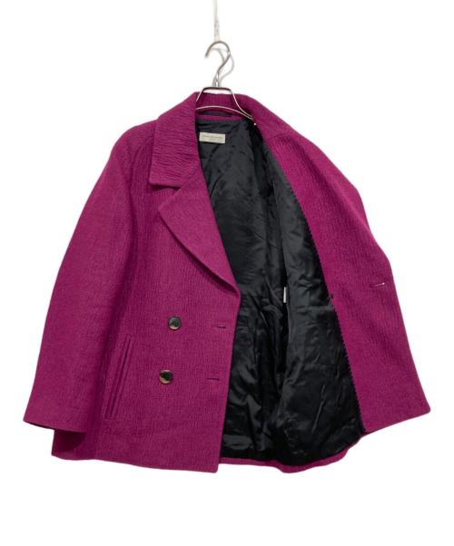 DRIES VAN NOTEN（ドリスヴァンノッテン）DRIES VAN NOTEN (ドリスヴァンノッテン) シルクリネンダブルブレストショートコート パープル サイズ:38の古着・服飾アイテム