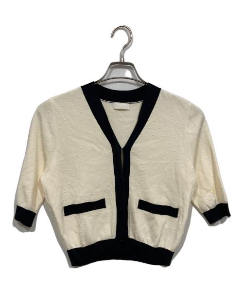 BALLSEY（ボールジィ）BALLSEY (ボールジィ) ストレッチタックドット Vネックカーディガン ホワイト サイズ:Sの古着・服飾アイテム